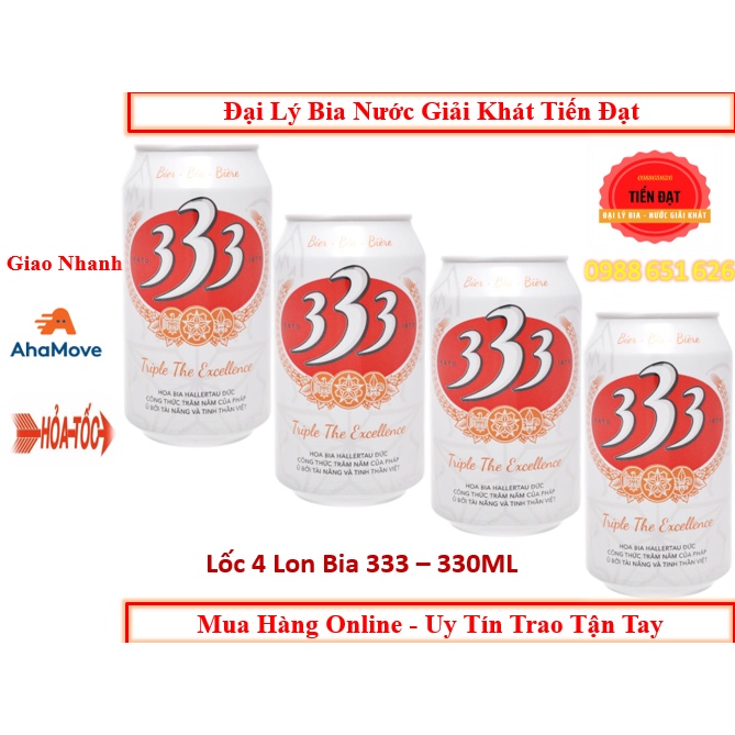 [ Hàng Mới] Lốc 4 Lon Bia 333 Triple The Excellence [ 4 Lon X 330ML]