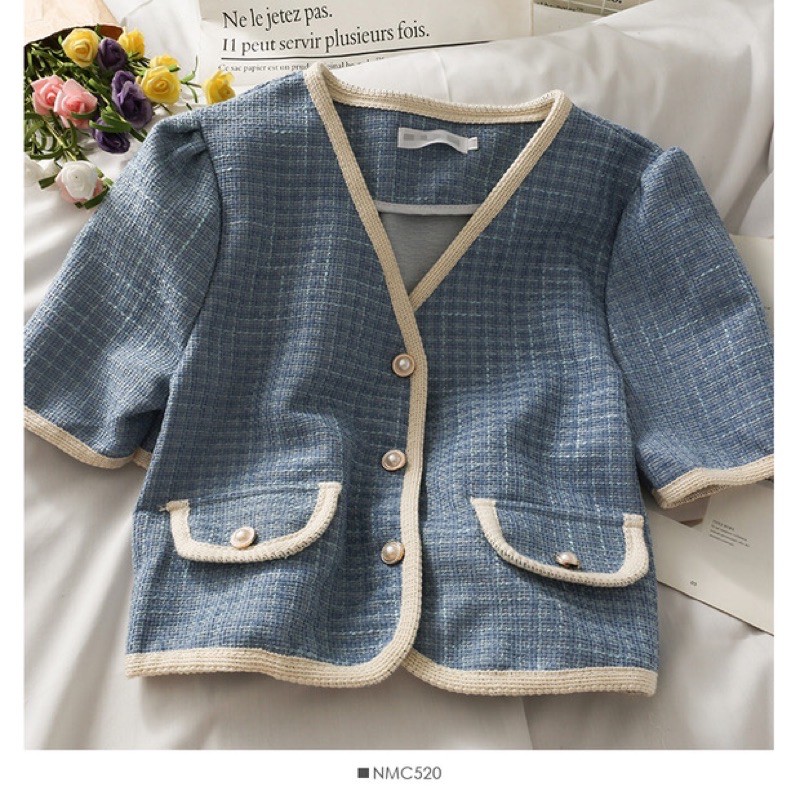 Order áo kiểu nữ vải Tweed cá tính
