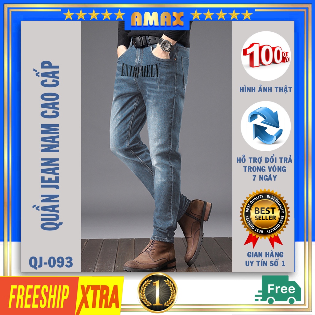 Quần Rin Nam in chữ quần jean nam Hàn Quốc cao cấp đẹp thời trang co giãn tốt QJ-093