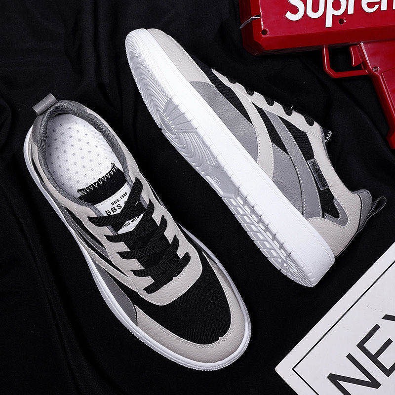 Giày thể thao sneaker nam đế bằng vải da cao cấp Hàn Quốc màu đen và cam BOM-GN-031 | BigBuy360 - bigbuy360.vn