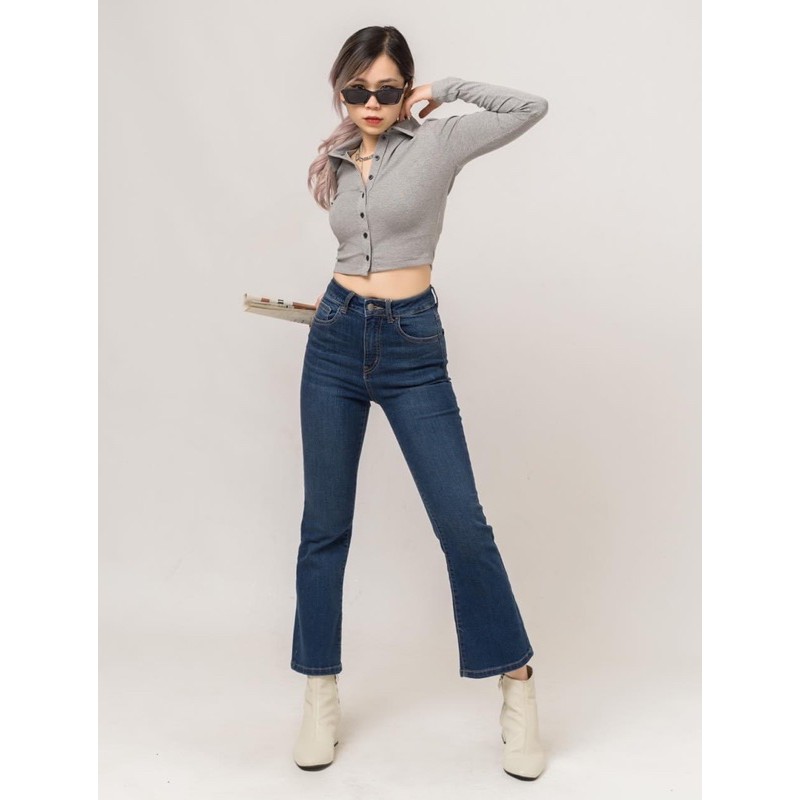 Quần loe ngố basic lưng cao
