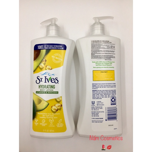 [DATE 2023] Sữa dưỡng thể trẻ hóa da St.Ives - Hydrating Vitamin E & Avocado Body Lotion chiết xuất bơ