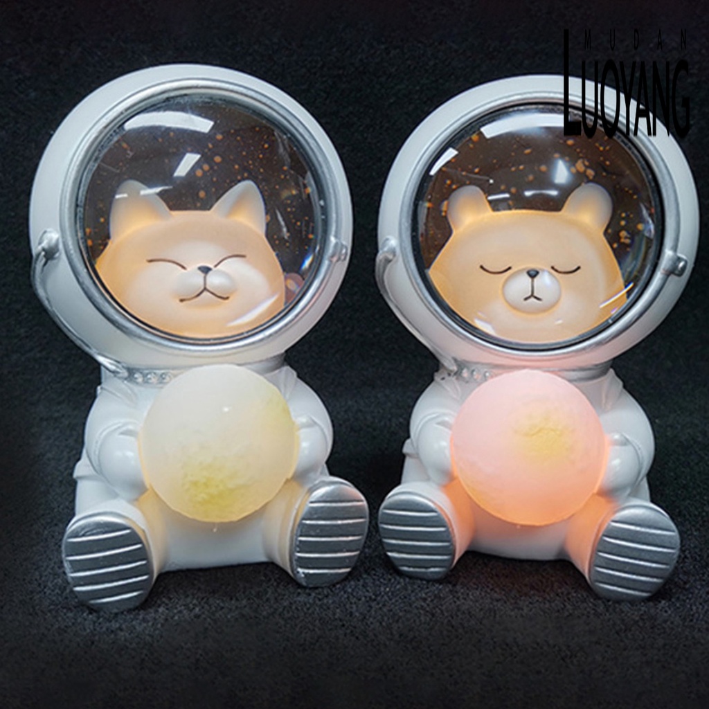 Ny-đèn Để Bàn Hình Mèo Phi Hành Gia Bằng Nhựa Resin Đáng Yêu Dành Cho Văn Phòng