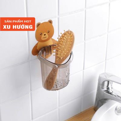 Ly dán tường nhà tắm hình gấu dễ thương tiện dụng- cốc đựng bàn chải đánh răng - Glow Asia