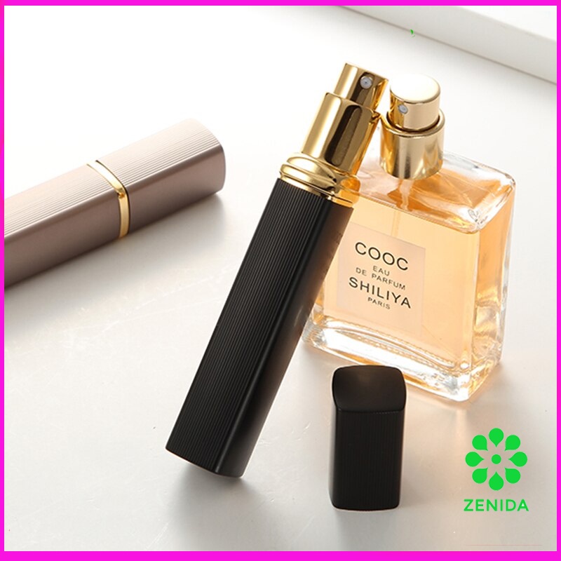 Chai chiết nước hoa 10ml vỏ nhôm vuông ruột thủy tinh trong suốt - lọ chiết nước hoa 10ml thủy tinh dạng xịt