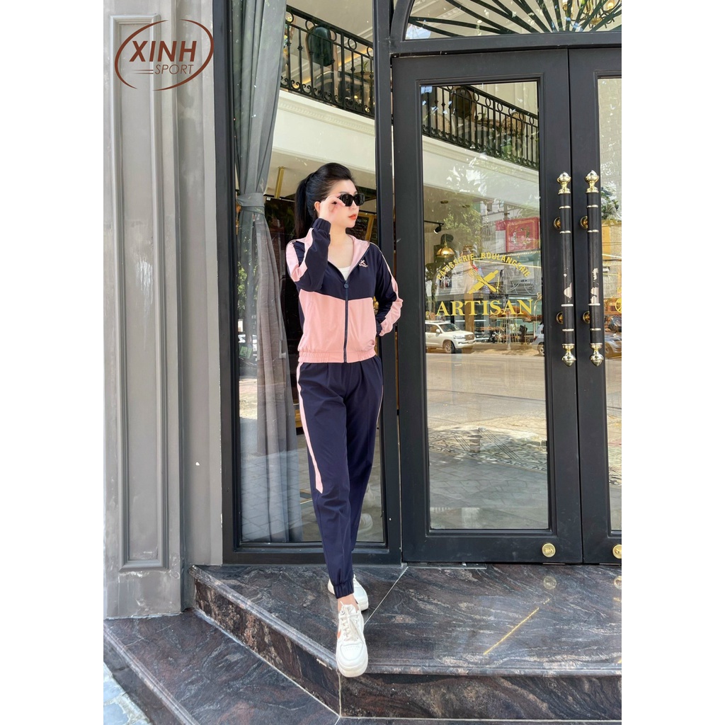 Bộ thể thao nữ Xinh Fashion Home Wear quần dài tay dài chất gió đẹp,phong cách trẻ trung,cá tính X609