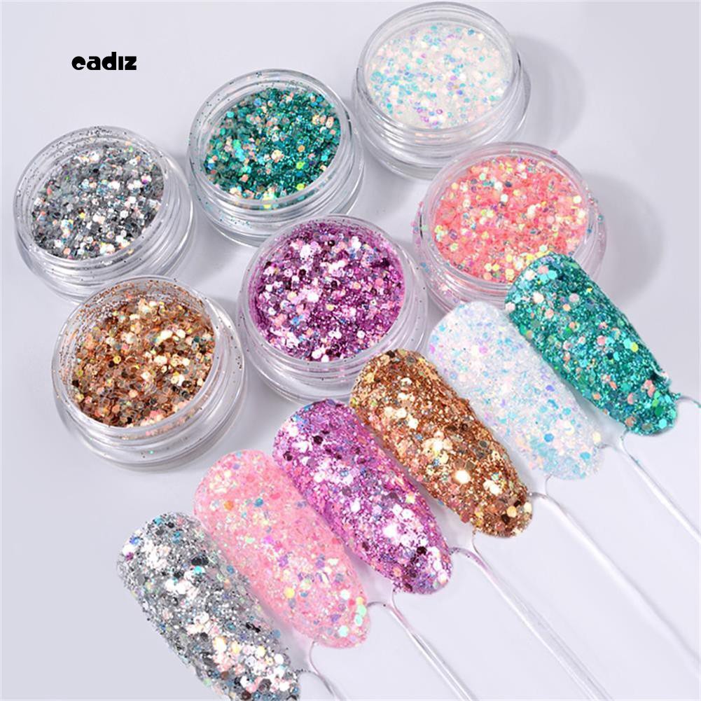 Bộ 6 hộp kim tuyến trang trí móng tay tiện dụng