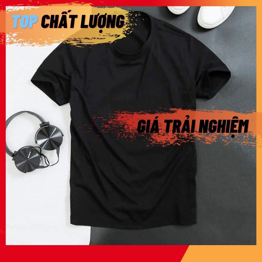 Áo thun trơn nam nữ tay ngắn cổ tròn thời trang màu đen - áo phông nam nữ rẻ đẹp