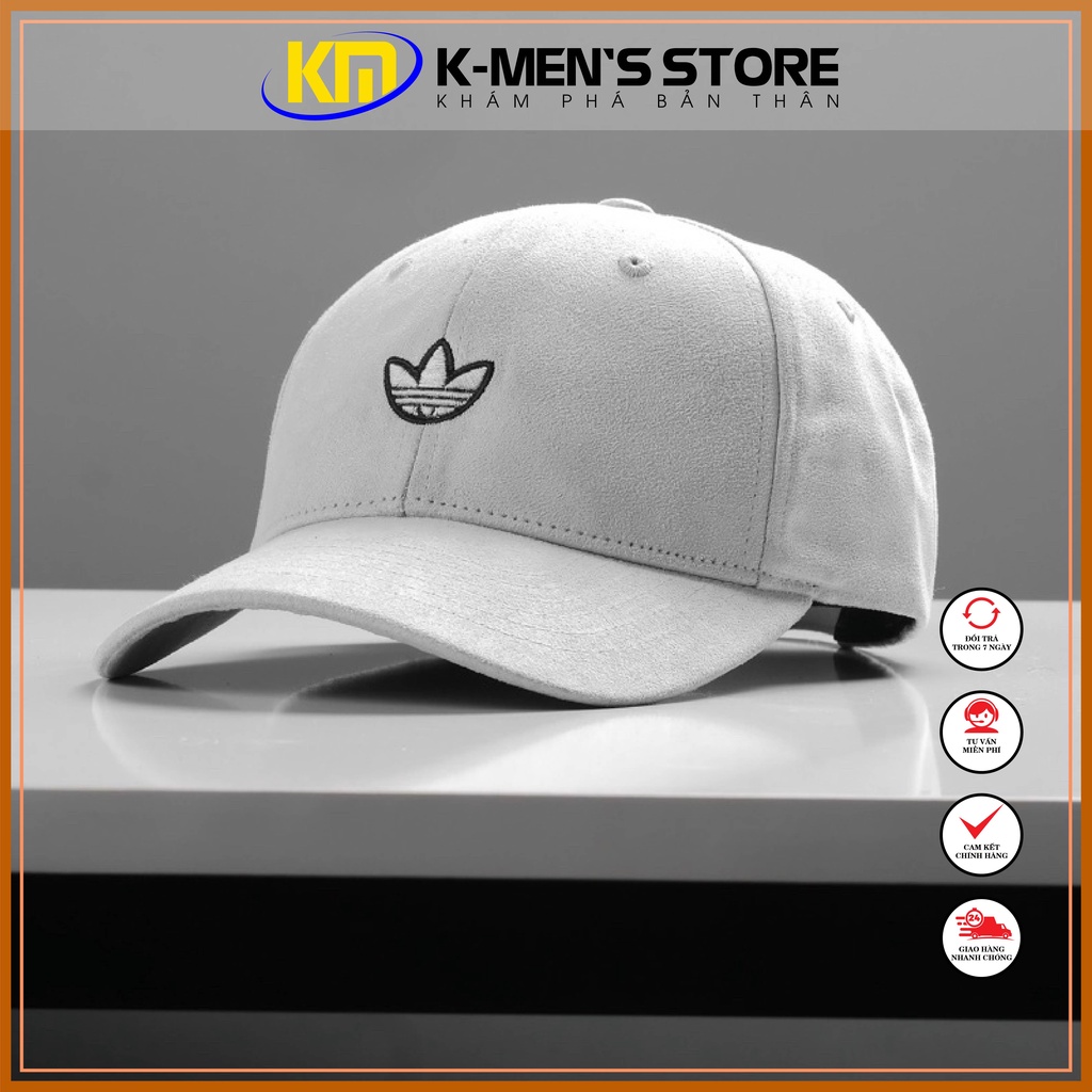 Mũ lưỡi trai da lộn thêu logo ADIDAS Nón lưỡi trai thời trang sành điệu nam nữ Unisex chuẩn form Hàn Quốc 3 màu lựa chọn