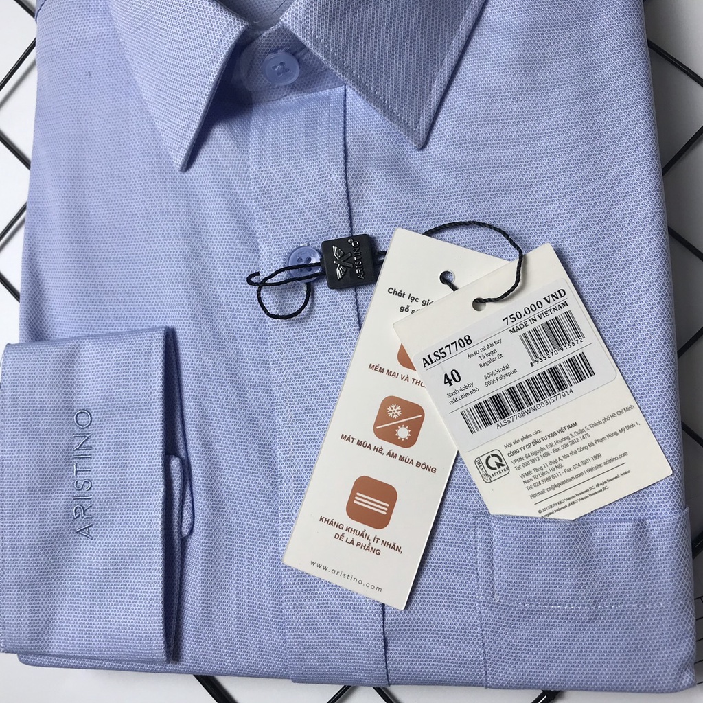 Áo sơ mi nam dài tay ARISTINO reguler  sợi sồi tà lượn als57708