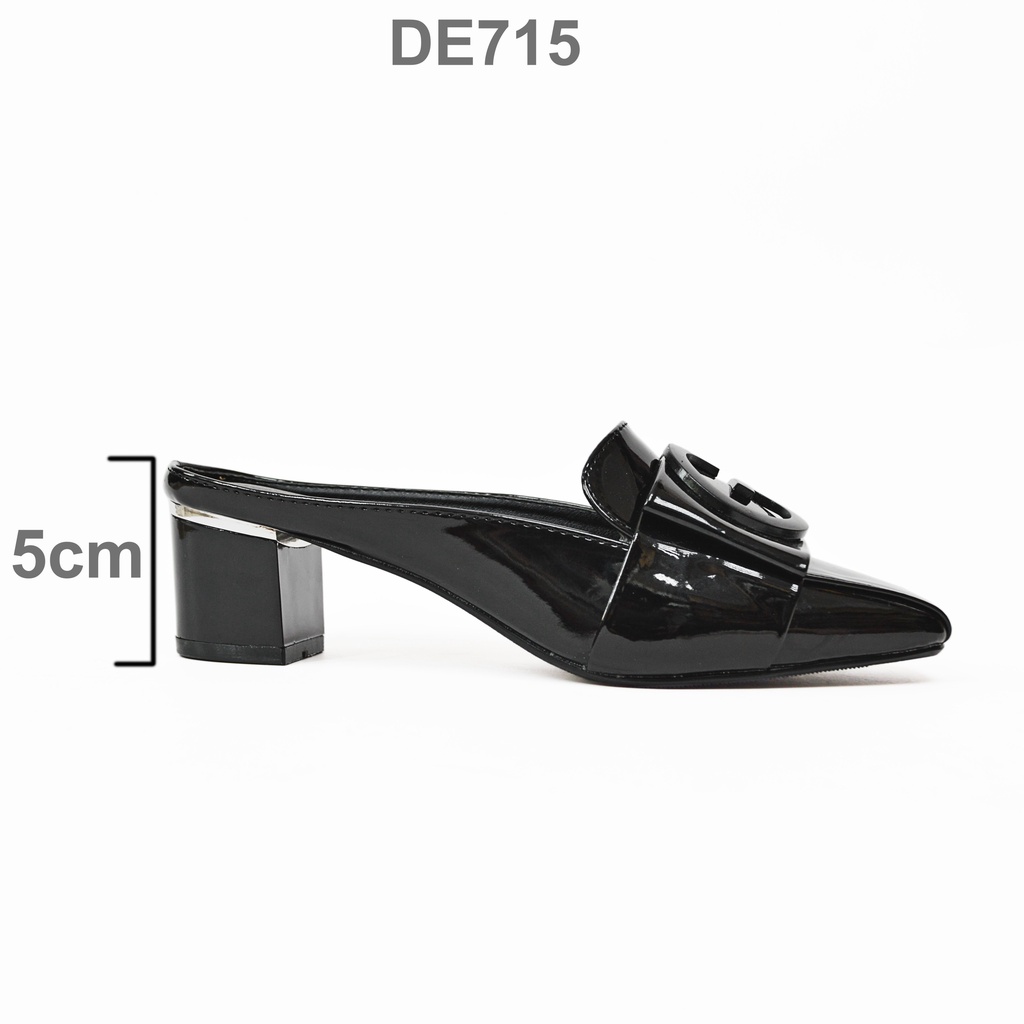 JMP - Dép Sục Cao Gót Da Bóng Đính Khóa - DE715