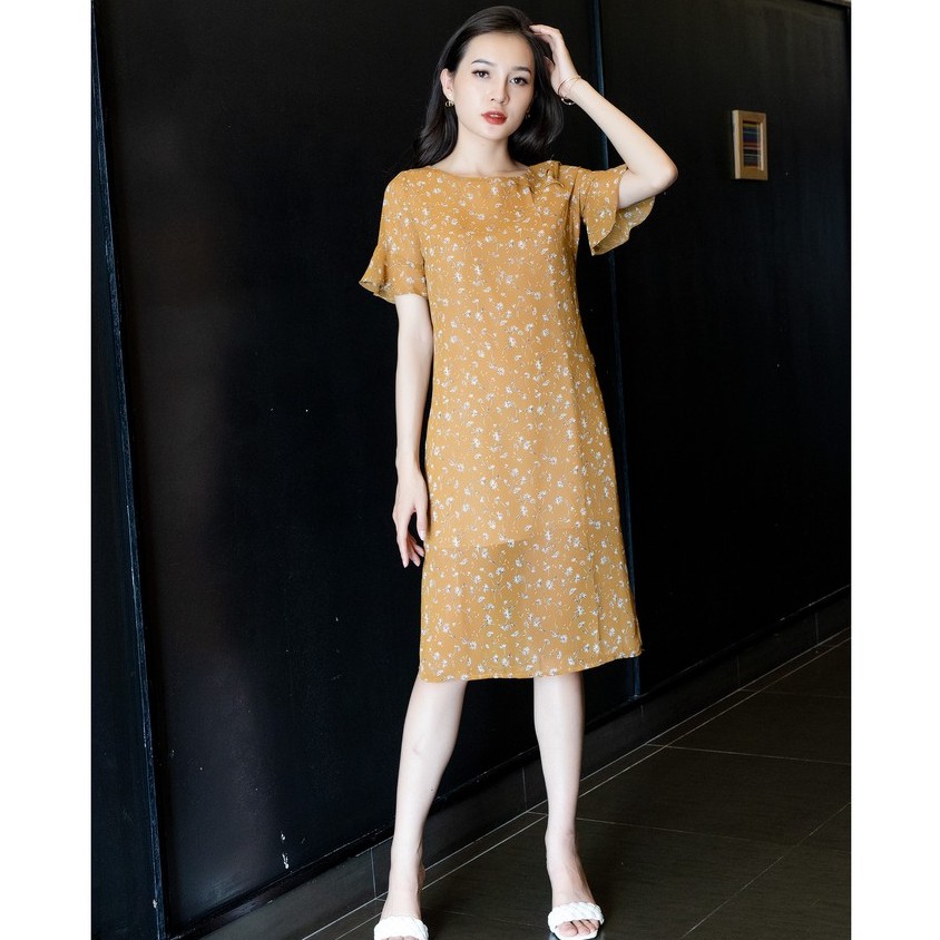 Đầm suông 2 lớp cổ thuyền, tay loe Emspo DS3602