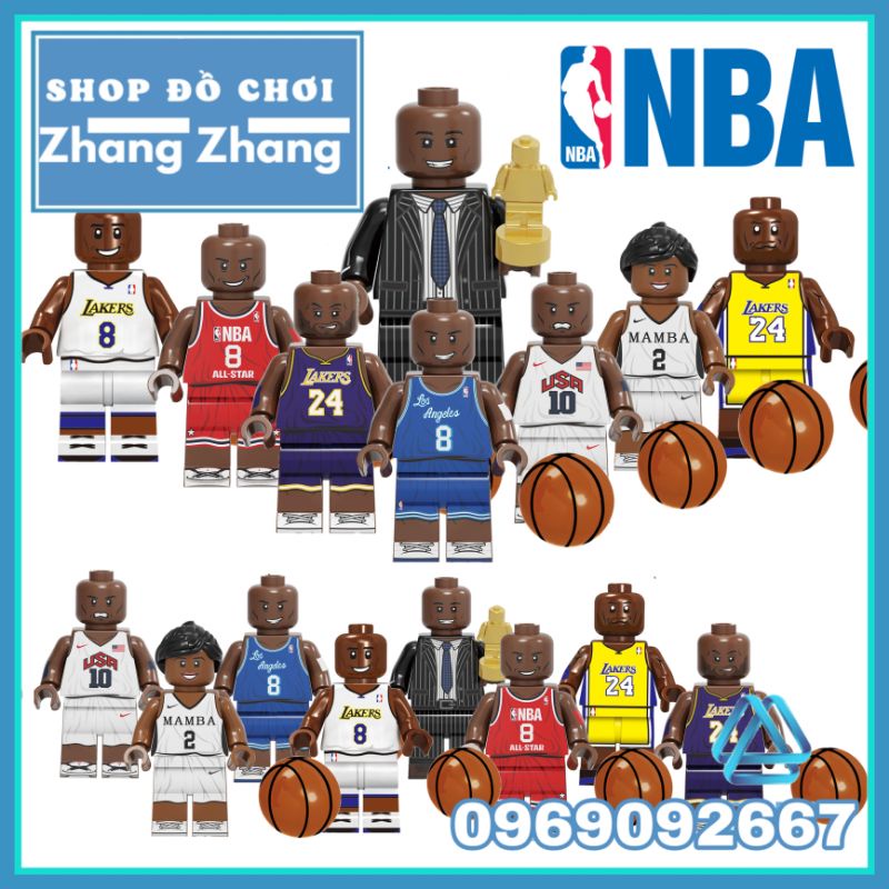 Xếp hình mô hình cầu thủ Bóng rổ NBA Mỹ gồm Kobe Bryant - Gianna Bryant Minifigures Kopf KF6117