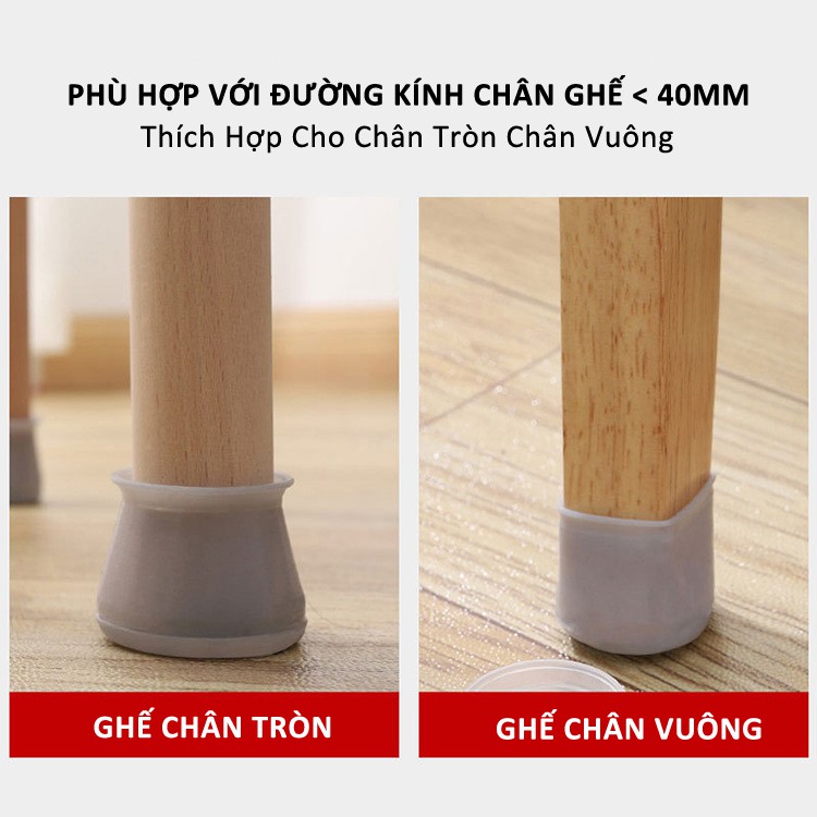 Miếng Bọc Chân Ghế lót chân bàn bằng Silicone dẻo, chống trượt, chống xước sàn