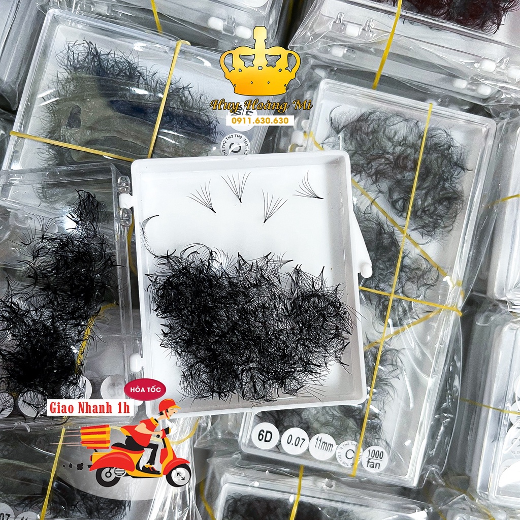 MI Fan 6D - 0,07 - C-D -keo nối mi - Dụng Cụ Nối Mi (Hộp 500 Fan) - HUY HOÀNG MI