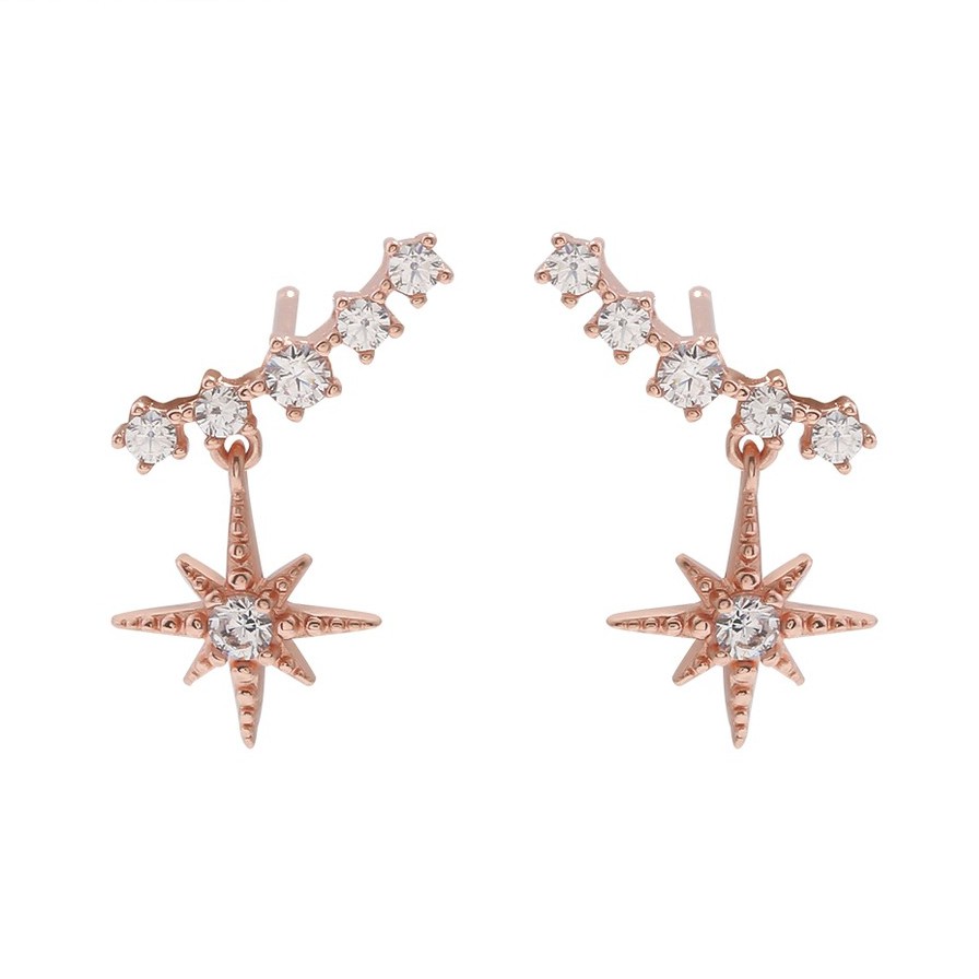 Bông Tai Mạ Bạc Hình Ngôi Sao Đính Đá A286