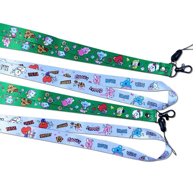 Dây đeo Thẻ Học Sinh Sinh Viên KPOP BTS BT21 Printing Neck Strap Keychain Lanyard For Keys Women ID Badge Holder Keycord DIY Hanging Rope Cell Phone Accessories CHIMMY COOKY KOYA MANG RJ SHOOKY TATA