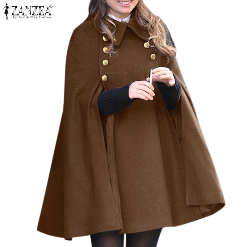 Áo choàng ZANZEA không tay cổ lật có nút cài thời trang mùa đông phong cách vintage đơn giản dành cho nữ 