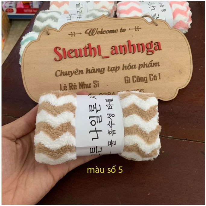 Khăn Mặt Lông Cừu Xuất Hàn Vân Kẻ Sọc