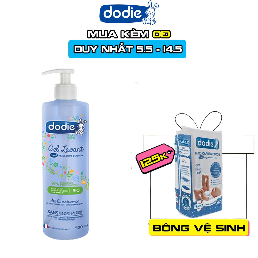 Sữa Tắm Gội Toàn Thân Em Bé Dodie Nguyên Liệu Hữu Cơ 3 Trong 1 Dodie - 500ml - 1000ml