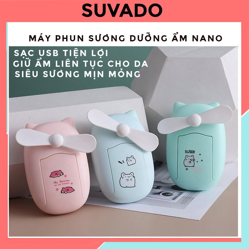 Quạt Phun Sương tạo ẩm mini máy Xông Hơi Mặt NaNo dưỡng ẩm da mặt có quạt A642 SUVADO