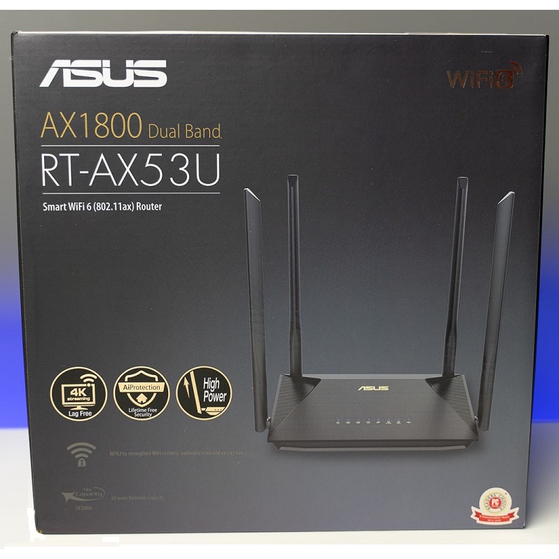 Bộ phát Wifi6 ASUS RT-AX53U, Chuẩn AX1800 Băng Tần Kép , Hàng Mới Chính Hãng BH36T