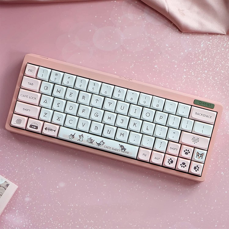 Keycap Corgi mèo chii chất liệu thick PBT loại dày in Dyesub cho bàn phím cơ Cat 138 keys cân nhiều layout keycaps