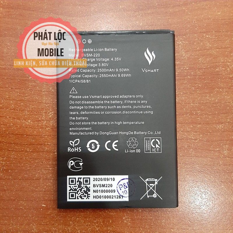 Pin Vsmart Bee zin, dung lượng 2500mAh, Mã Pin BVSM-220, Pin bóc máy chất lượng cao