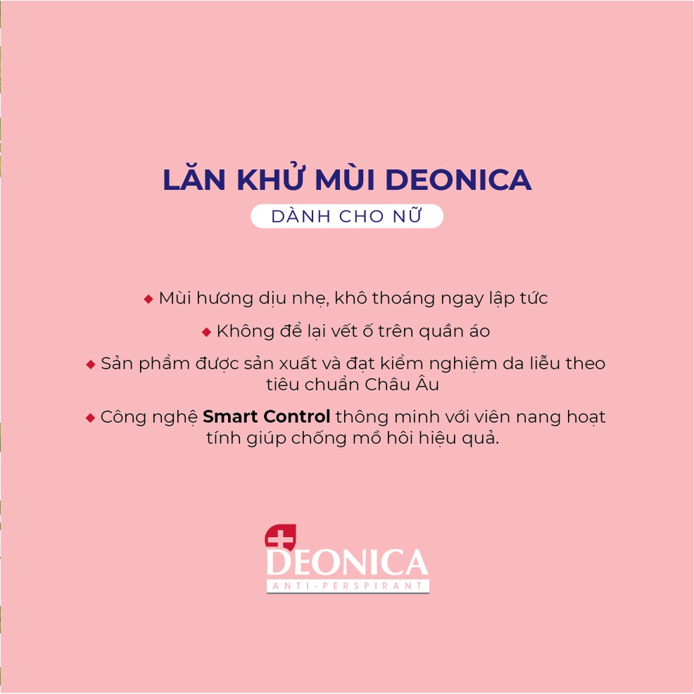 Lăn khử mùi Deonica công nghệ SMART CONTROL dành cho nữ 50ml nhập khẩu từ Nga