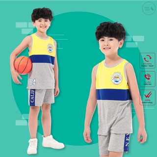Bộ Ba Lỗ Sát Nách Bé Trai Size Đại, Đồ Bộ Thun Cotton Trẻ Em Mùa Hè Phối Màu In Số 84 3-11 Tuổi (11kg đến 40kg)