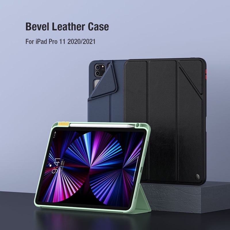 Bao da Nillkin Bevel leather iPad Mini 6 Pro 11 2020, 2021 M1, Air 4, Gen 7, 8, 9 10.2 có nam châm nắp gập bảo vệ camera