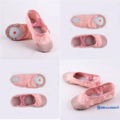 Giày múa ba lê màu hồng bằng lụa satin