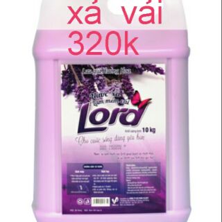 Nước  xả  vải Lord hương thơm tự nhiên.có 4 màu trắng,  xanh,  Hồng,  tím. can 10kg.Can 3.8kg . Chai 1.8kg