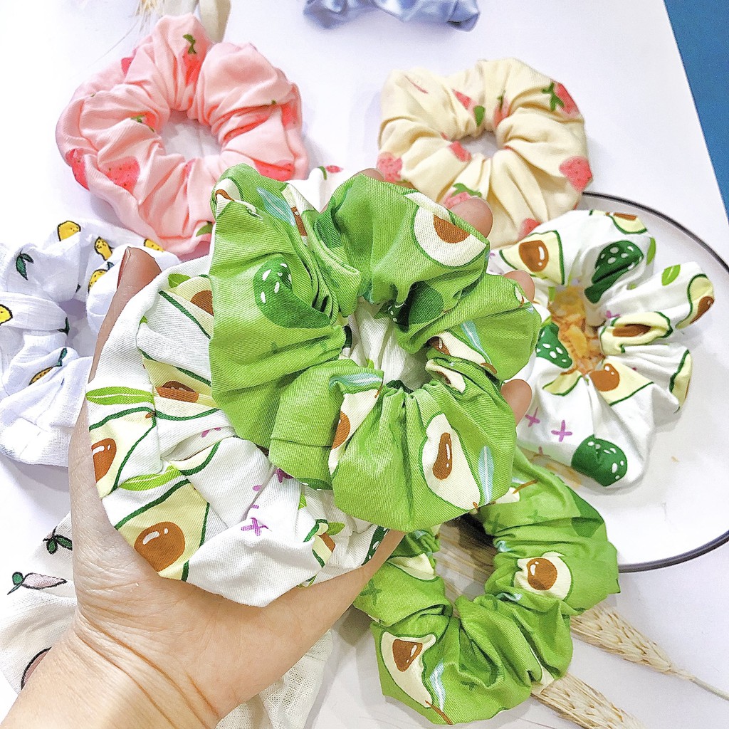 Cột Tóc Vải Scrunchies - Dây Buộc Tóc Scrunchies mẫu hoa quả