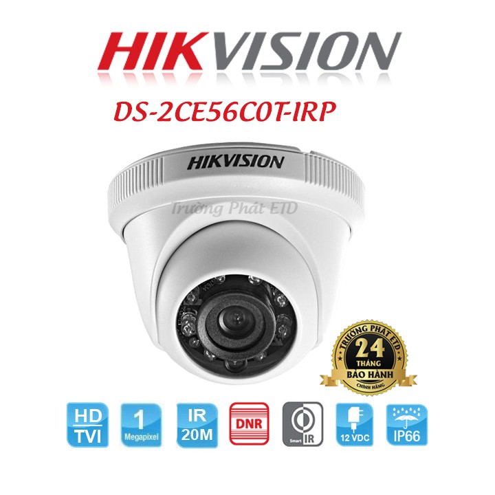 Camera HD-TVI Dome Hồng Ngoại 1.0 Megapixel HIKVISION DS-2CE56C0T-IRP - Hàng Chính Hãng