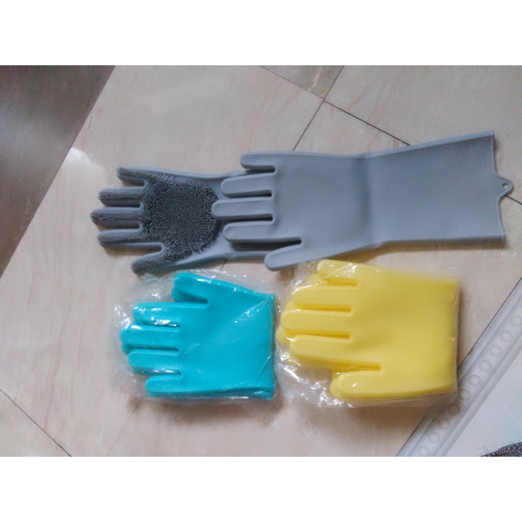 Găng Tay Cọ Rửa Silicon Đa Năng(tặng kèm móc khoá)