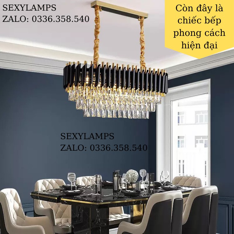 Đèn Thả Pha Lê Trang Trí Phòng, Bàn Ăn, Cầu Thang Đẹp Cao Cấp. Tặng Kèm Bóng LED Thủy Tinh