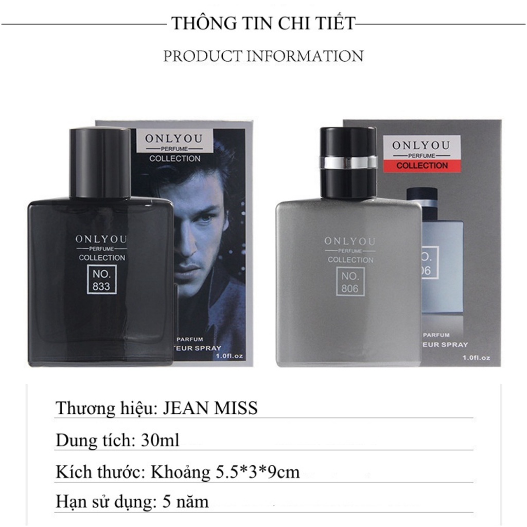 Combo 2 chai nước hoa nam thơm lâu quyến rũ mini ONLYOU mùi hương nam tính ngọt ngào dịu nhẹ 30ml CBDNP021