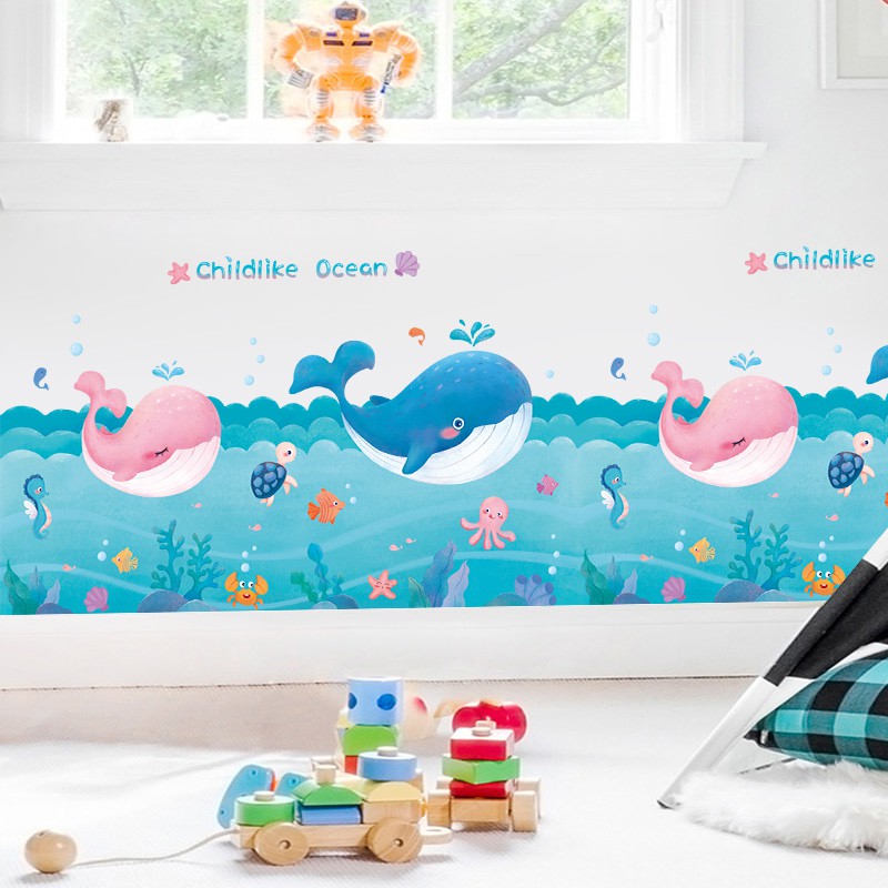 decal dán tường chân tường cá heo capo cấp