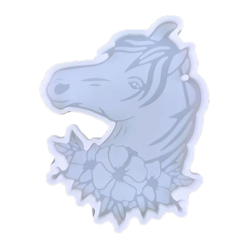 Khuôn Silicon Làm Móc Khóa / Ba Lô / Mặt Dây Chuyền Hình Đầu Ngựa / Hoa Bằng Epoxy Diy