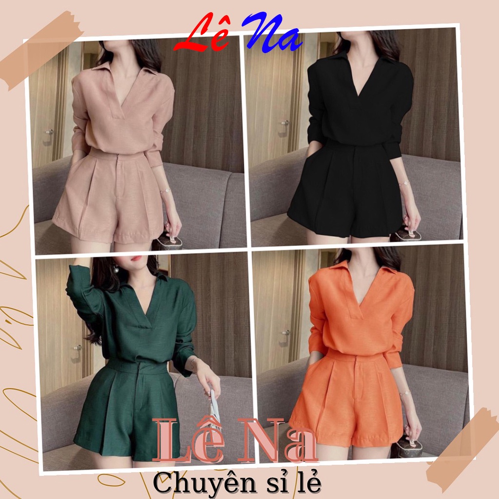 Bộ Áo Tay Lỡ Cổ V Kèm Quần Đùi Ống Rộng MÃ SV8 Lê Na Chuyên Sỉ Lẻ
