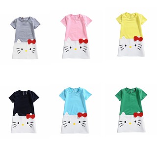 Váy Ngắn Tay Hello Kitty Cho Bé Gái