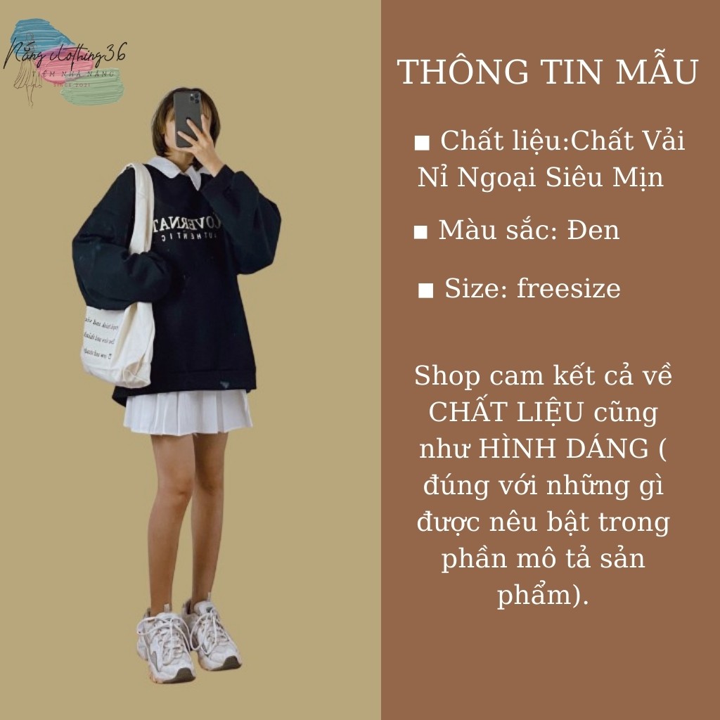 Áo Sweater, Áo Sweater Unisex Covernat Hàng Xuất Khẩu Form Rộng Tay Bồng Nam Nữ Mặc Được Chất Nỉ Bông Hàng Xuất Dày