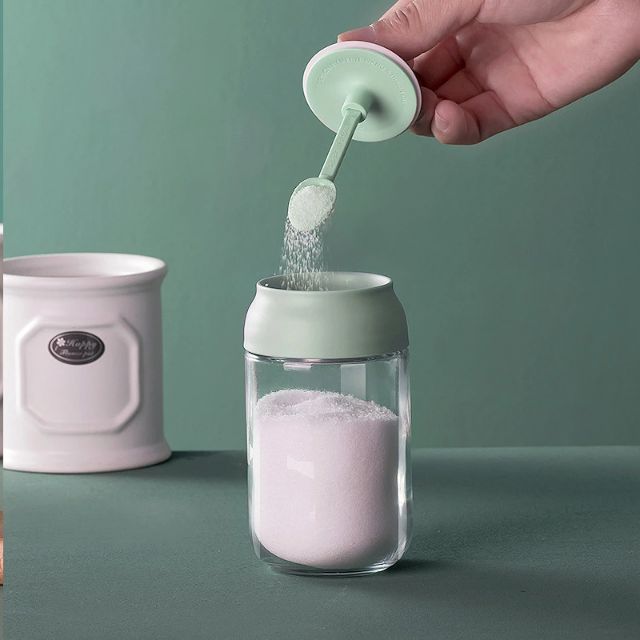 Hũ đựng gia vị thuỷ tinh Hũ gia vị kèm muỗng Lọ đựng gia vị 250ml hàng xịn mẫu mới màu Green và Pink sang trọng