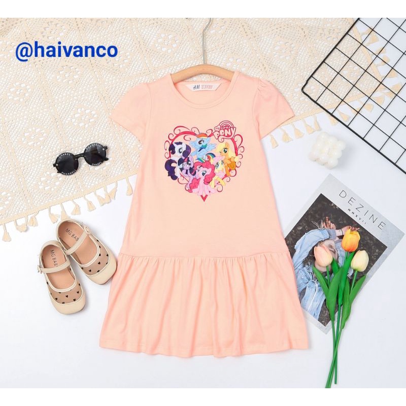 Đầm váy thun bé gái dễ thương nhiều màu Elsa Pony cotton mềm mại thoáng mát haivanco 12 đến 35 kg đi học đi chơi đều đẹp
