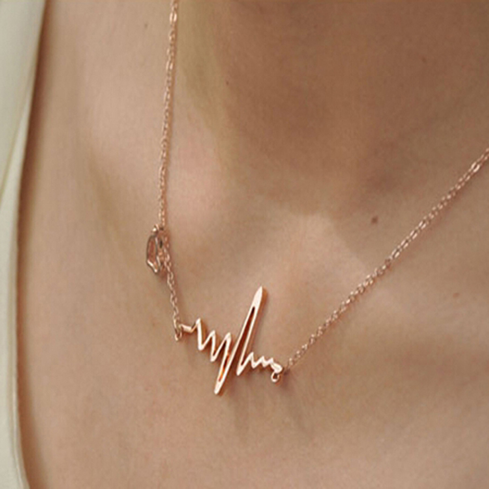 flowersqueen Dây Chuyền Mặt Hình Nhịp Tim Đơn Giản Phong Cách Hàn Quốc