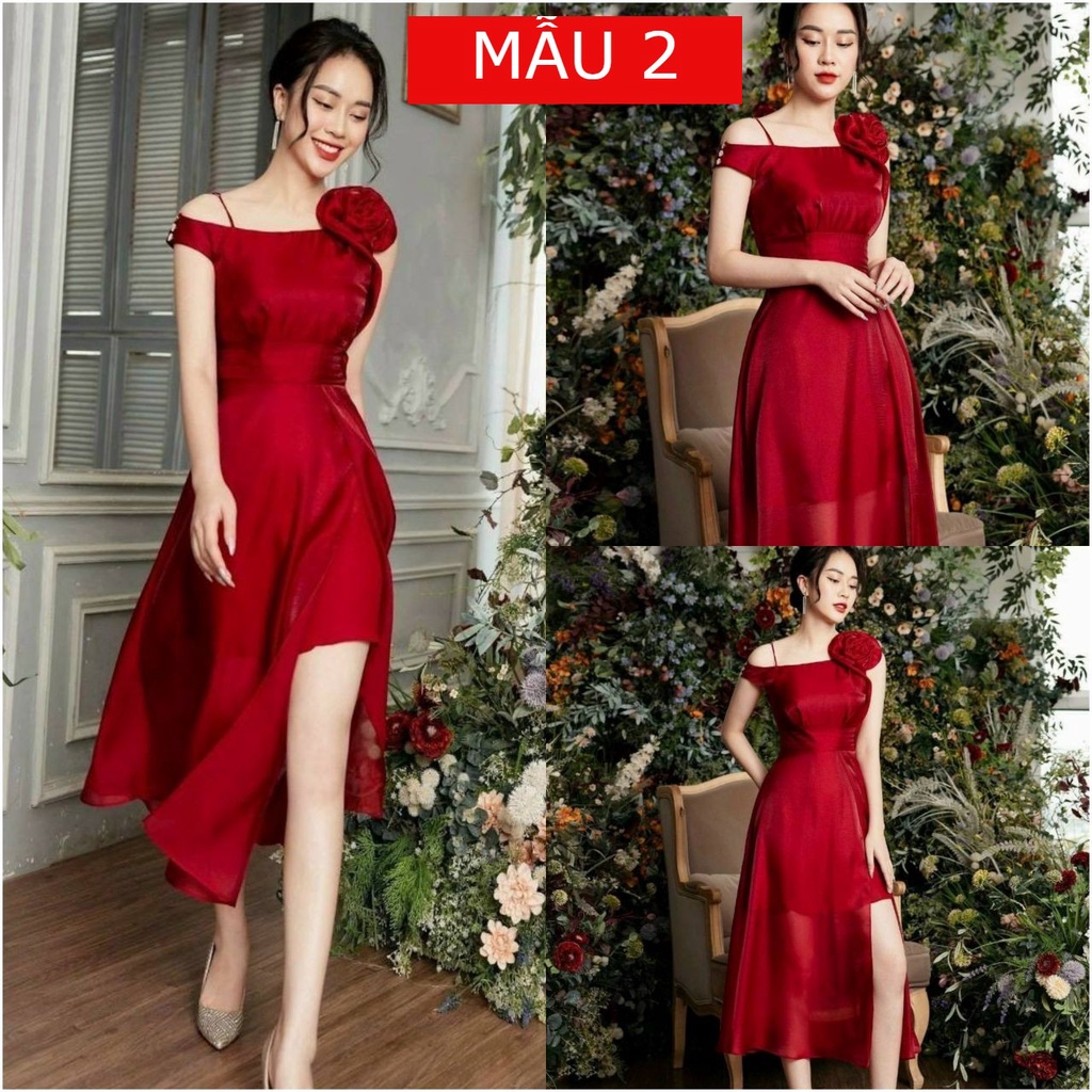 Đầm đi chơi dự tiệc Màu Đỏ quý phái, KIỂU DÁNG SÀNH ĐIỆU XINH XẮN, THỜI TRANG