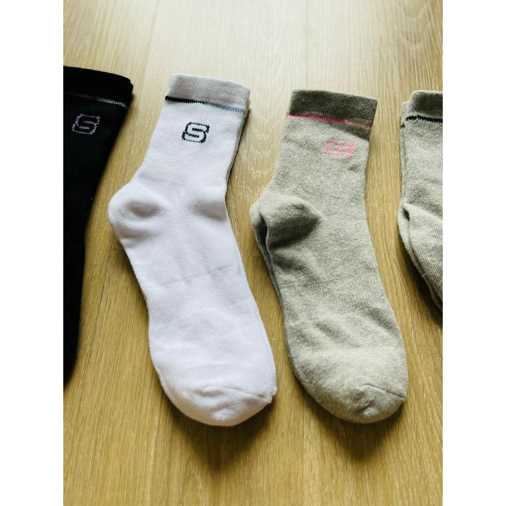 Tất vớ cổ trung SKECHERS thể thao dành cho nam nữ unisex mềm mịn chất cotton thoáng mát thoải mái tối đa