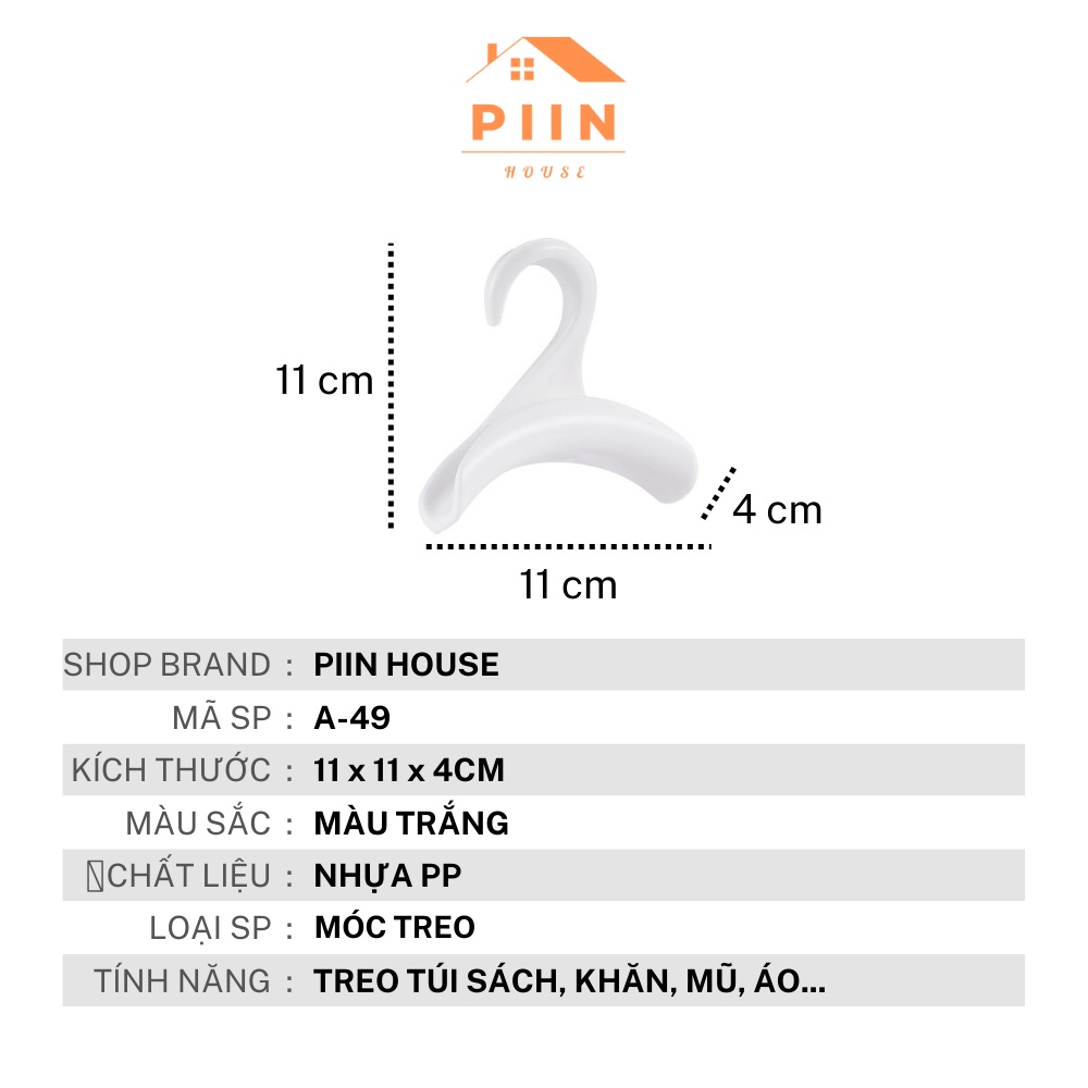 Móc treo túi xách bản rộng chống gãy quai màu trắng size lớn PIIN HOUSE phong cách tối giản