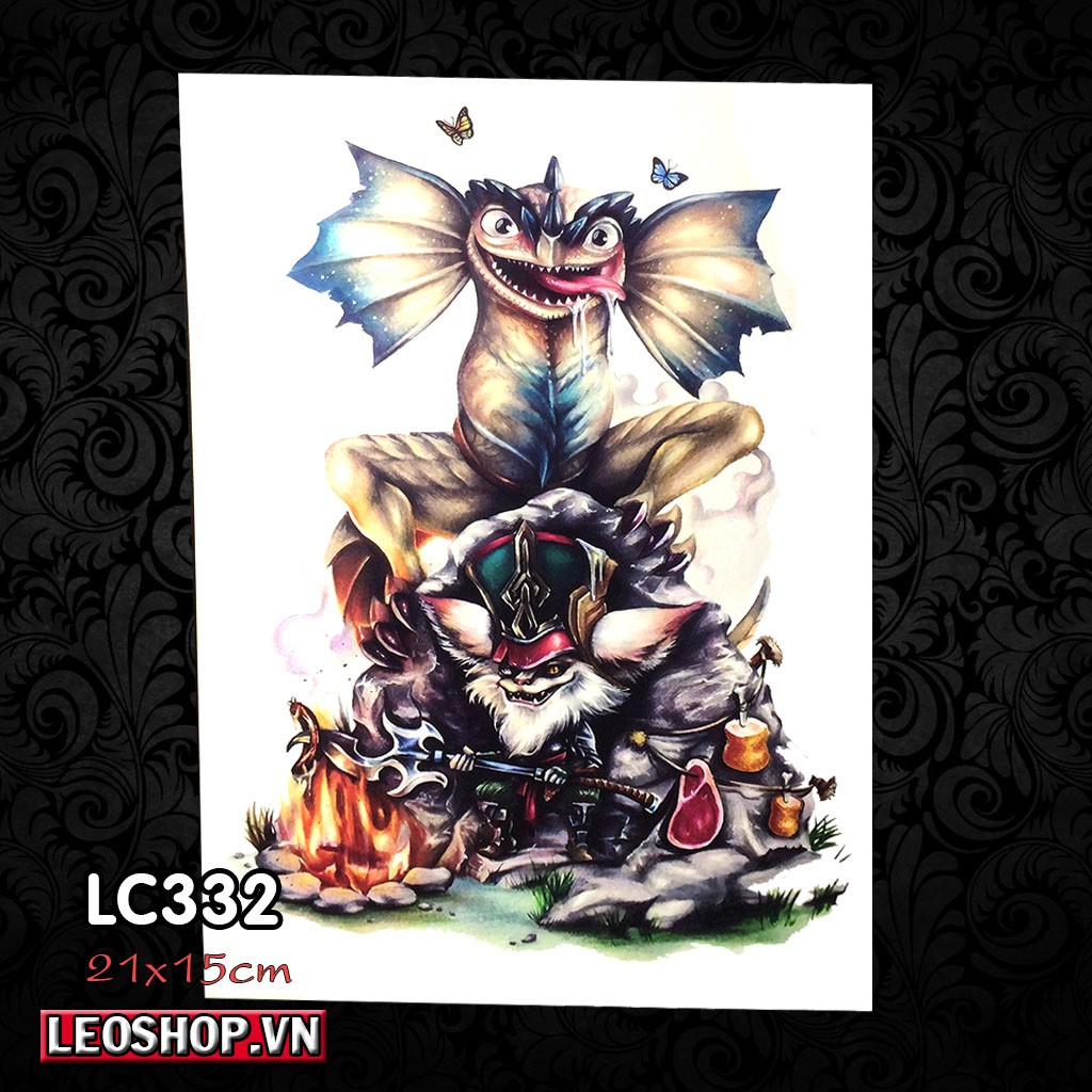 Hình Xăm Dán Zed, Teemo, Liên Minh Huyền Thoại (21x15cm)